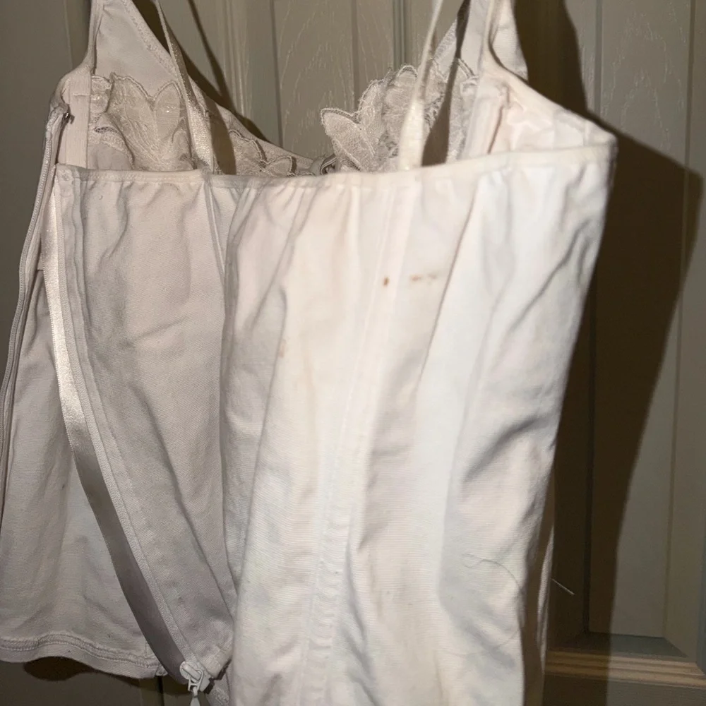 🔴White Lace-Trim Corset Tank Top - Picture 4 of 6